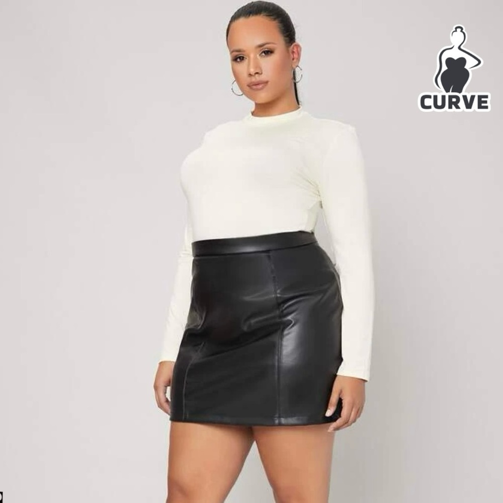 High waist faux leather skirt